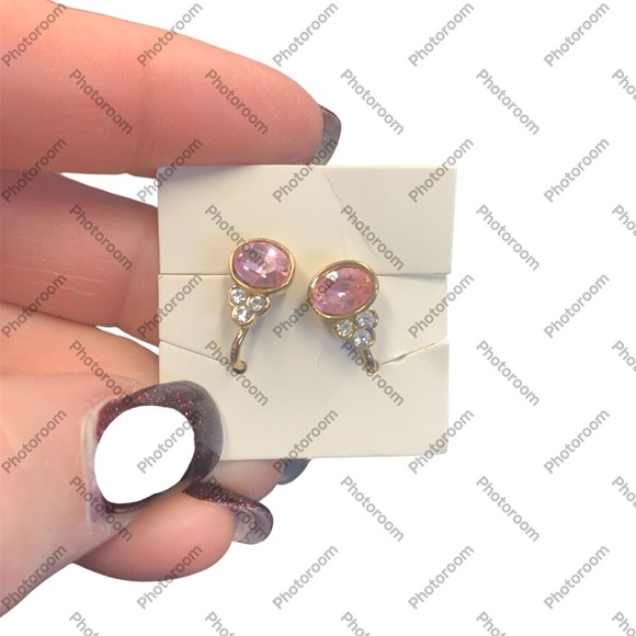 Avon “Paatel Facets” Pink Crystal clip Earrings with Rhinestone Accents NIB - Picture 1 of 5